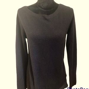 Garnet Hill Black Cashmere & Silk Scoopneck Sweater
